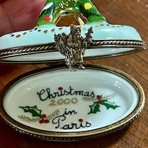 Eiffel Tower Christmas In Paris 2000 Limoges Box; Limoges Trinket Box; Collectible Limoges; Limoges France; Hand Painted