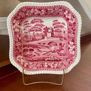 Spode Pink Tower 9” Square Vegetable Bowl Made in England