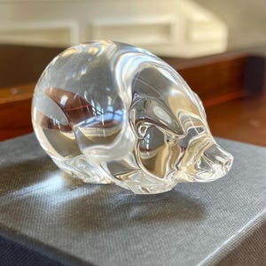 Steuben Glass Pig Paperweight; Steuben Pig Hand Cooler; Art Glass