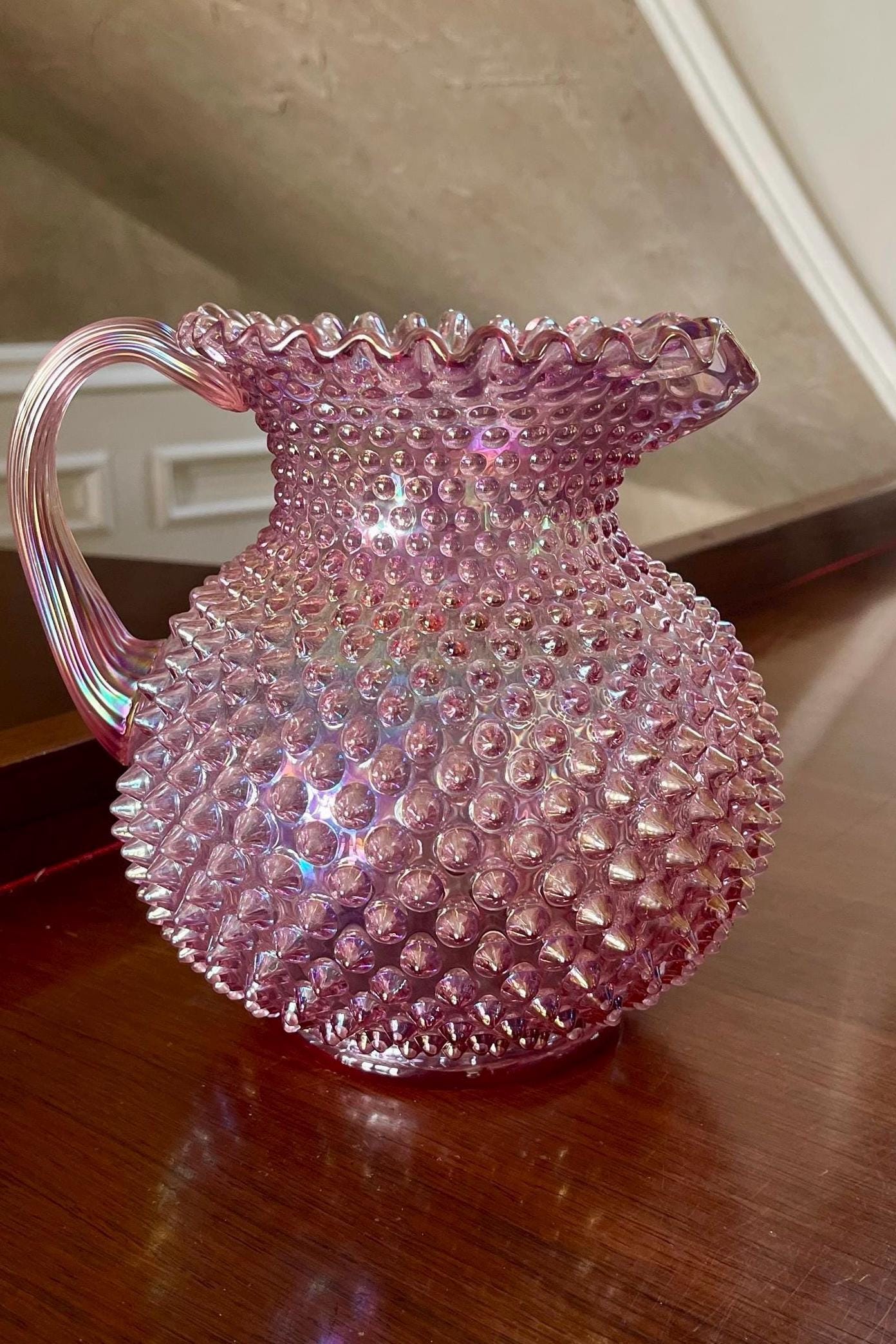 FENTON OLD サムプリント&アンベリーナカレーガラス フリルエッジ FENTON OLD サムプリント&アンベリーナカレーガラス フリルエッジ