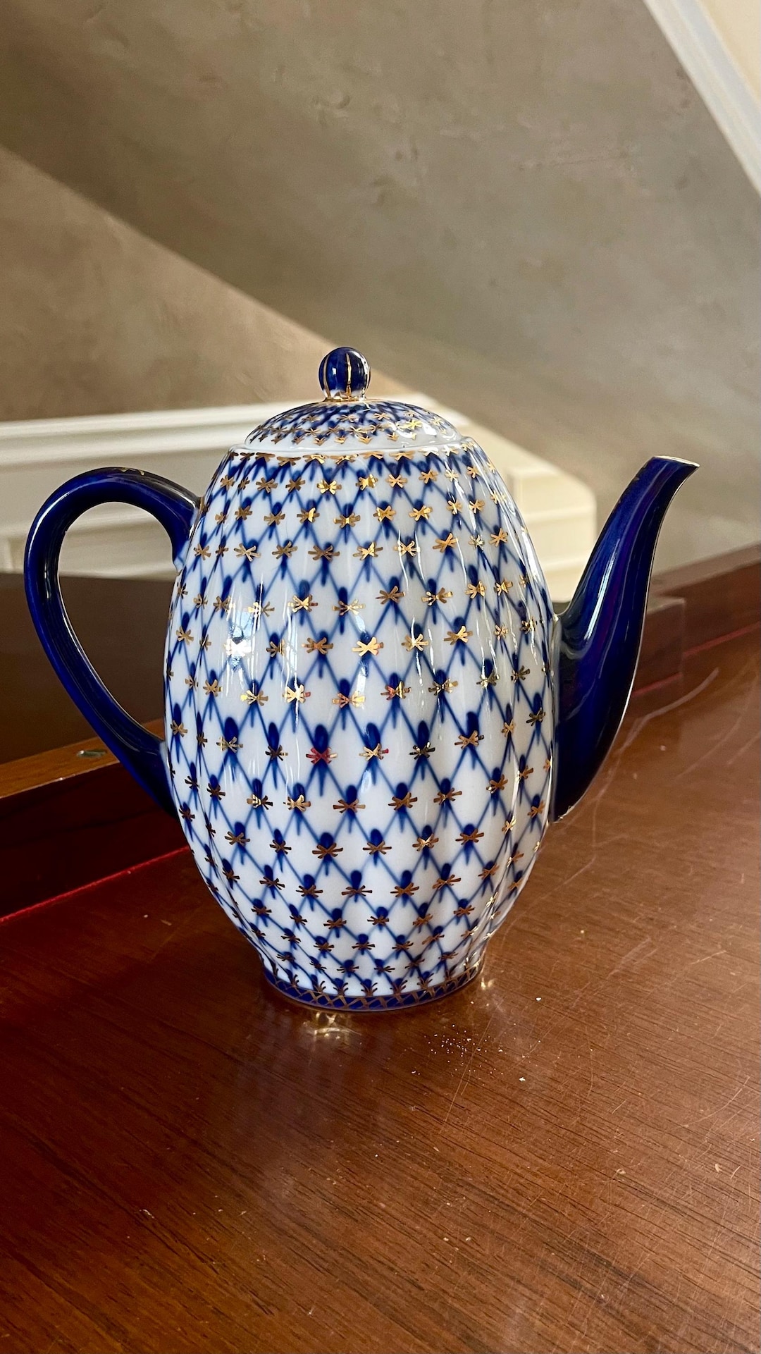 Russian Imperial Lomonosov Porcelain Cobalt Net Coffee Pot - Etsy