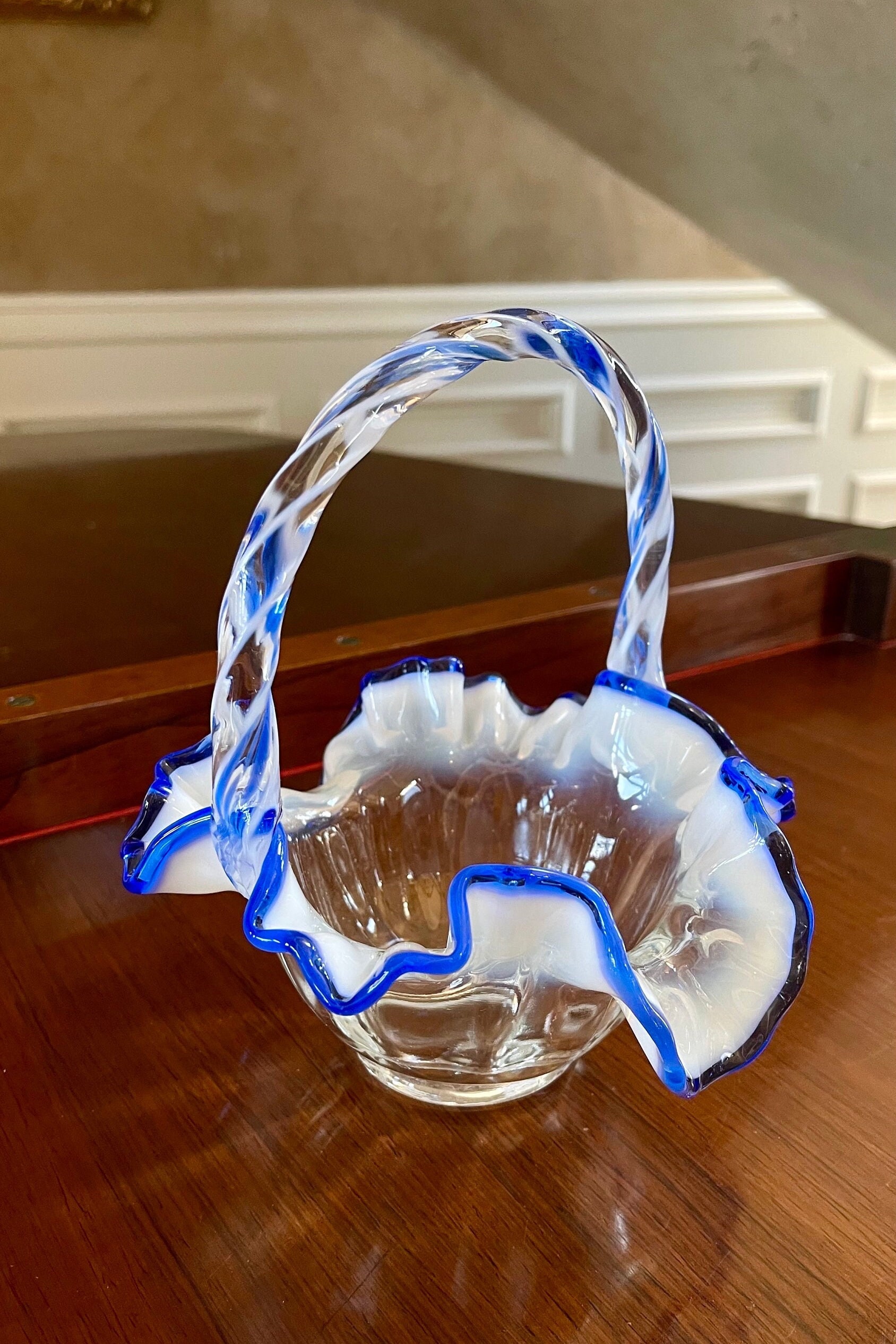 Fenton Blue Basket - Etsy