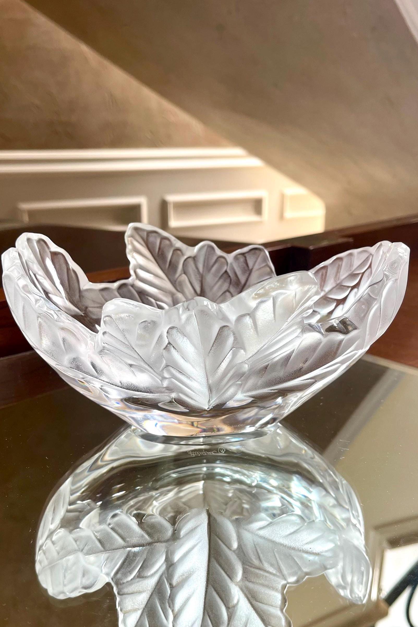 Lalique Compiegne 7 5/8”oval Bowl ; Lalique Oak Leaf Bowl; Lalique