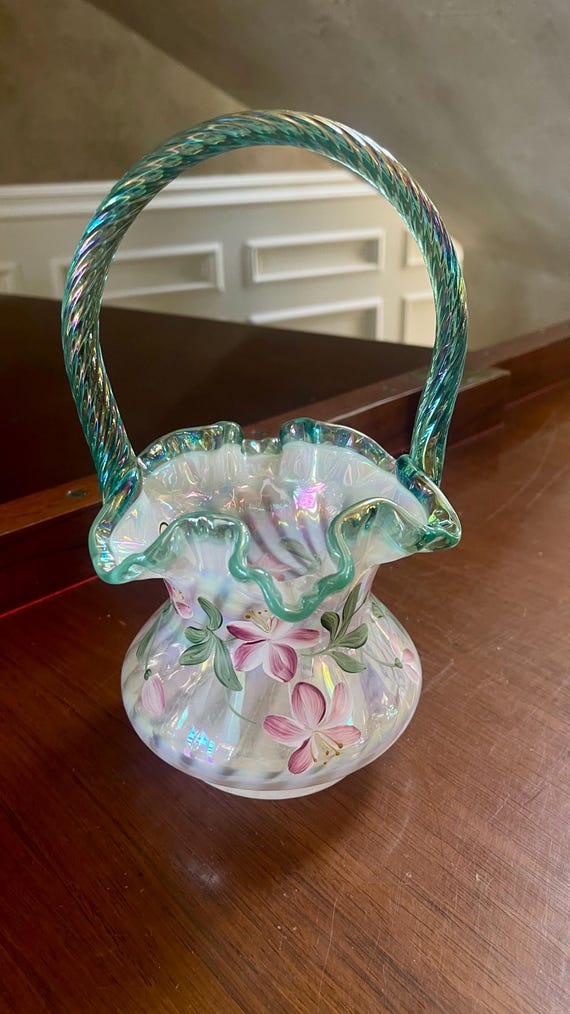 Fenton Glass 90th Anniversary Hand Painted Basket - Etsy