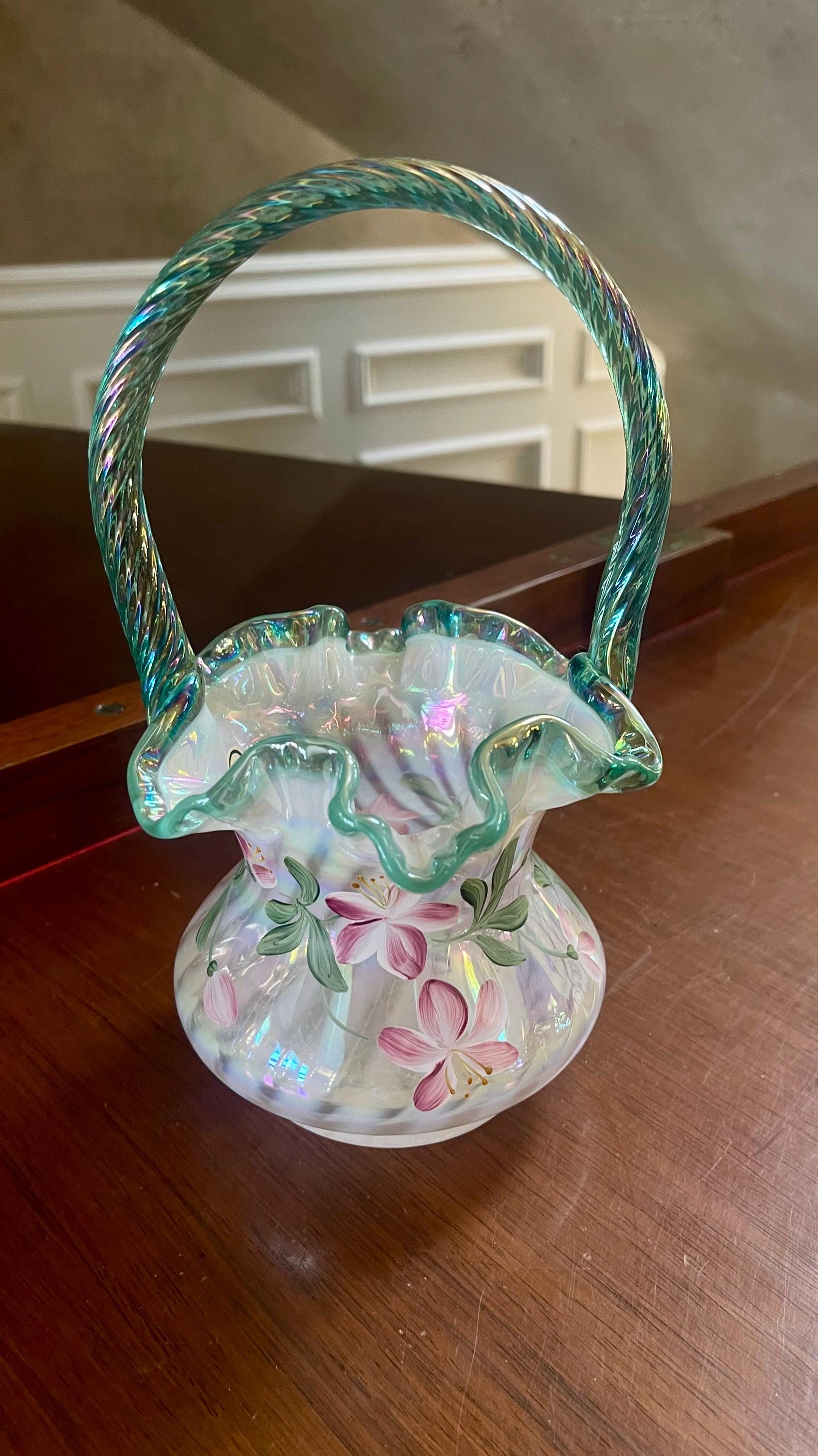 Fenton Glass 90th Anniversary Hand Painted Basket - Etsy