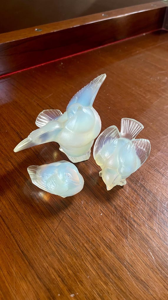 3 Pc. Set of Sabino Art Glass France Opalescent Birds - Etsy