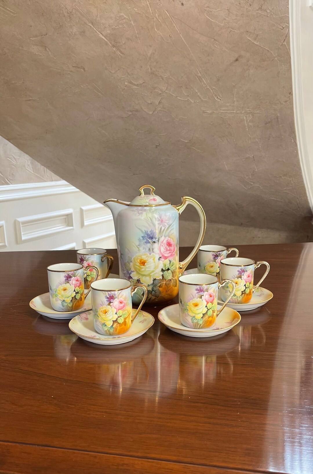 Antique Nippon Porcelain Tea Set Service for 6 Victorian Etsy