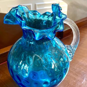 Fenton Ruffled Art Glass Coin Dot Optic Pitcher; Vintage Fenton - Etsy