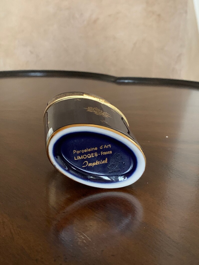 Large Limoges Cobalt Blue & 22k Gold Box Limoges Trinket Box Etsy