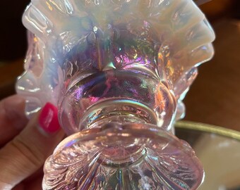 フェントン アート グラス ピンク 虹色 ミニチュア 5.5 インチ