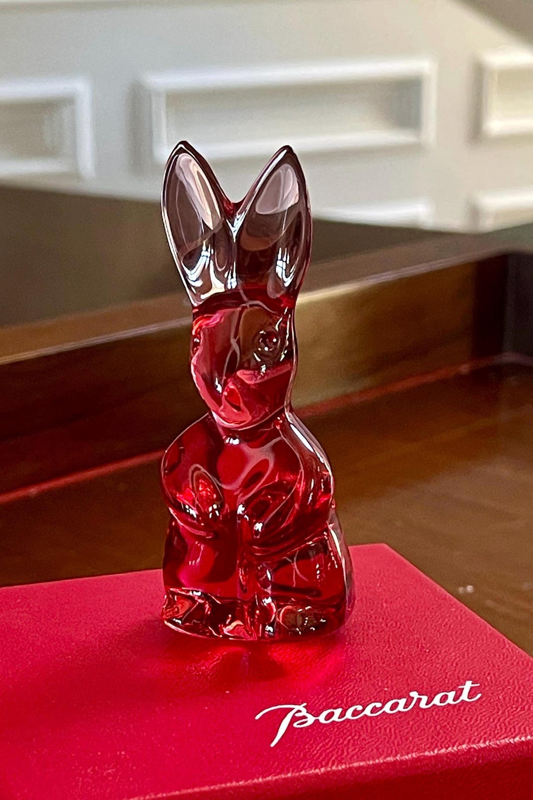 Baccarat Crystal Spinning Red Rabbit Paperweight or Figurine Mint ...