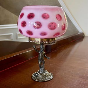 Fenton Glass Cranberry Opalescent Coin Dot Optic Compote