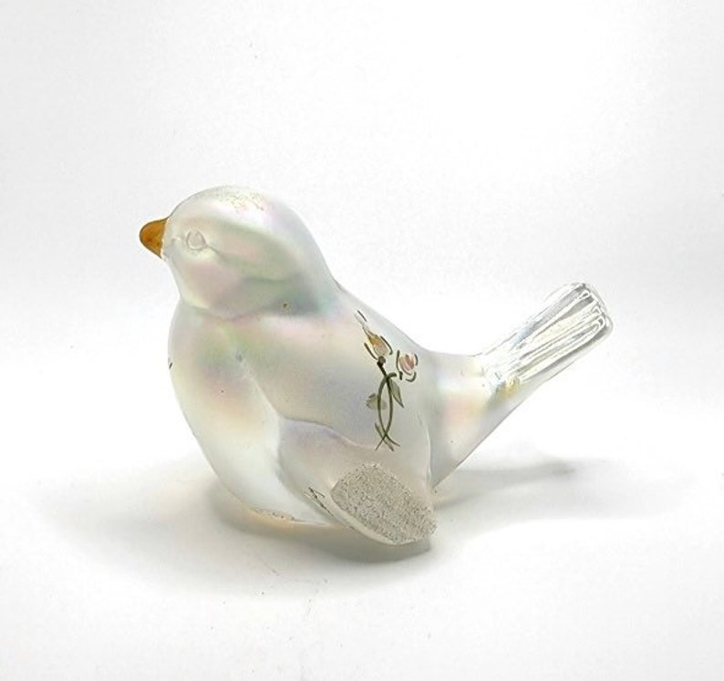 Fenton Glass Hand Painted Bird Figurine Paperweight Vintage Etsy
