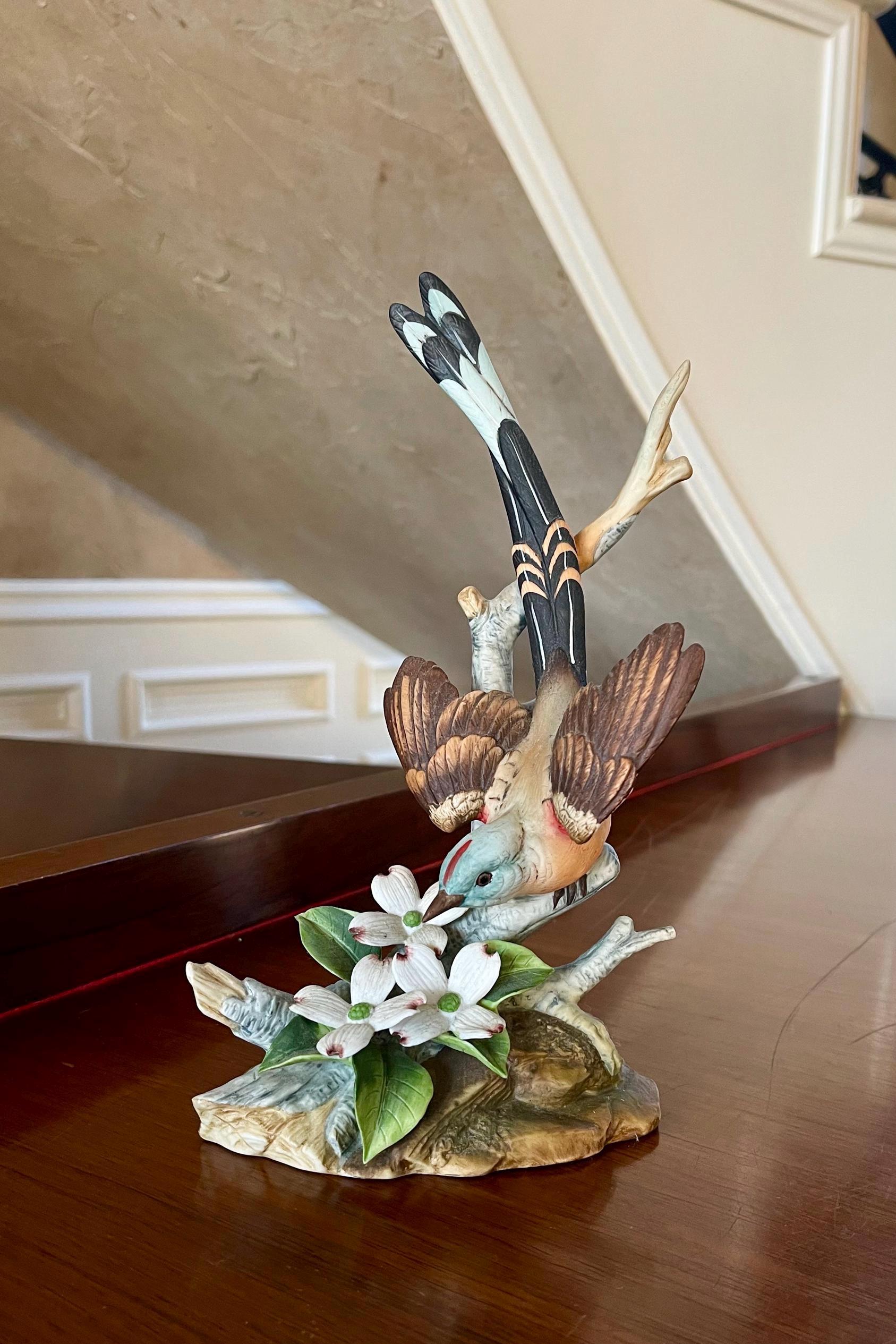 希少◎花台bird 木彫り Andrea by Sadek Scissor-tailed Flycatcher Bird Figurine 1983 Made