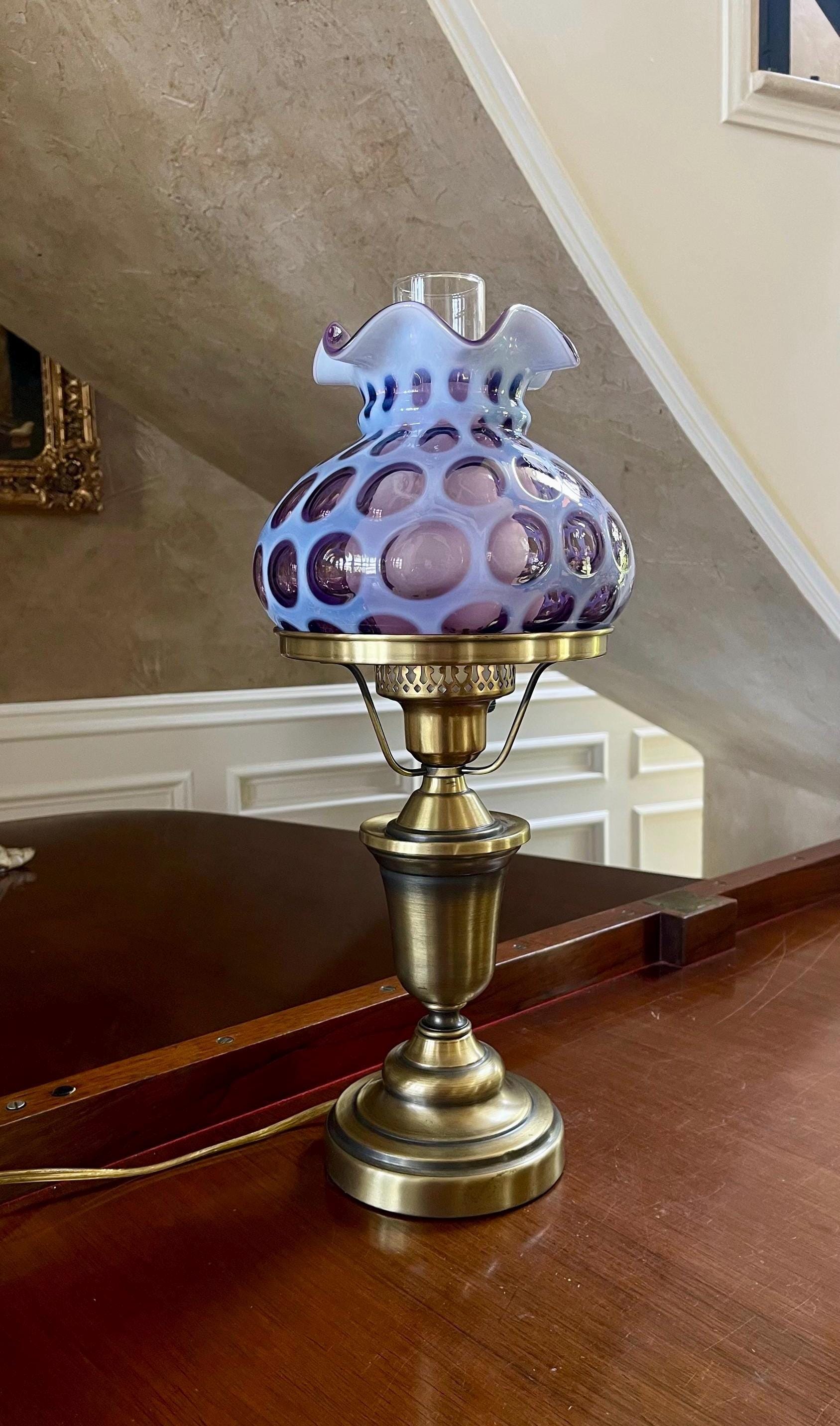 Rare Fenton Aubergine Purple Opalescent Coin Dot Optic Electric