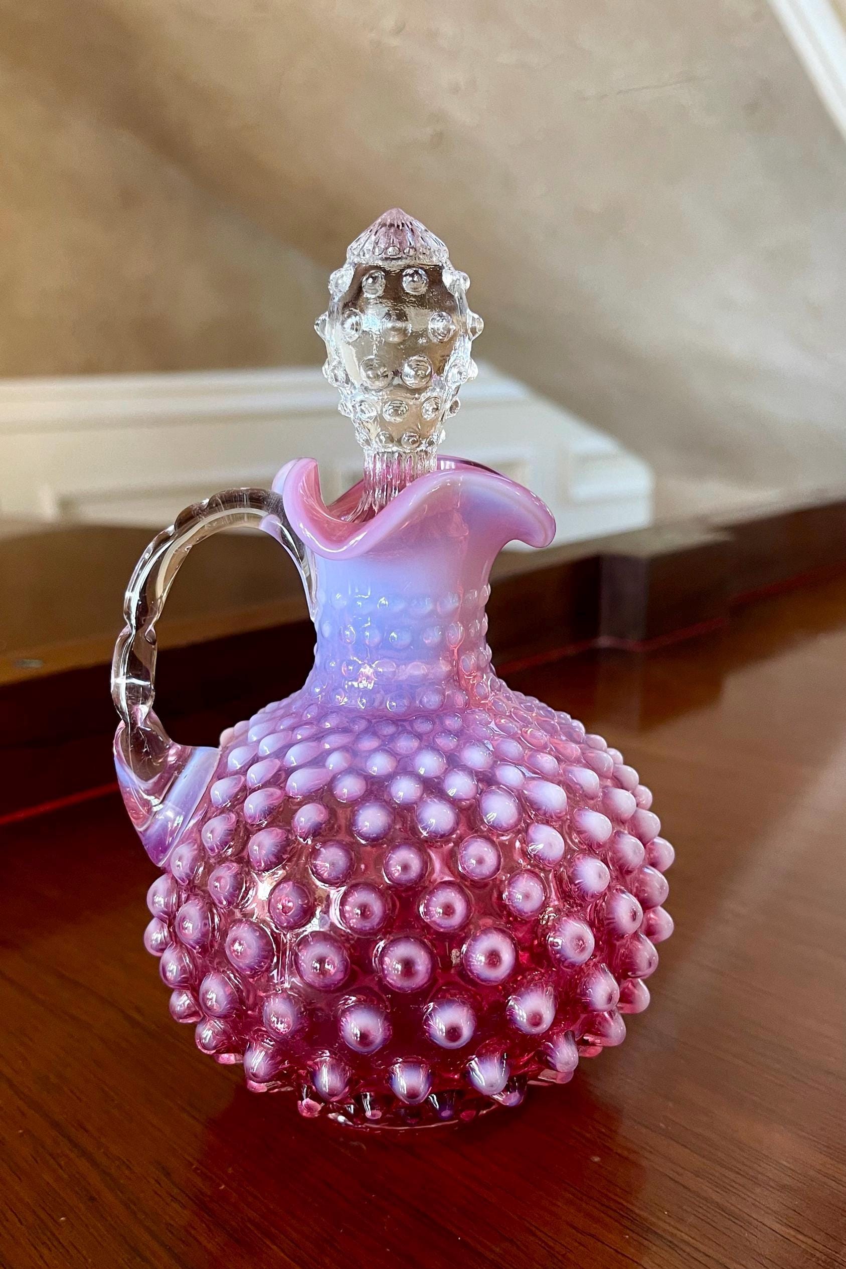 Gorgeous Fenton Glass Hobnail Cranberry Opalescent Cruet - Etsy Israel