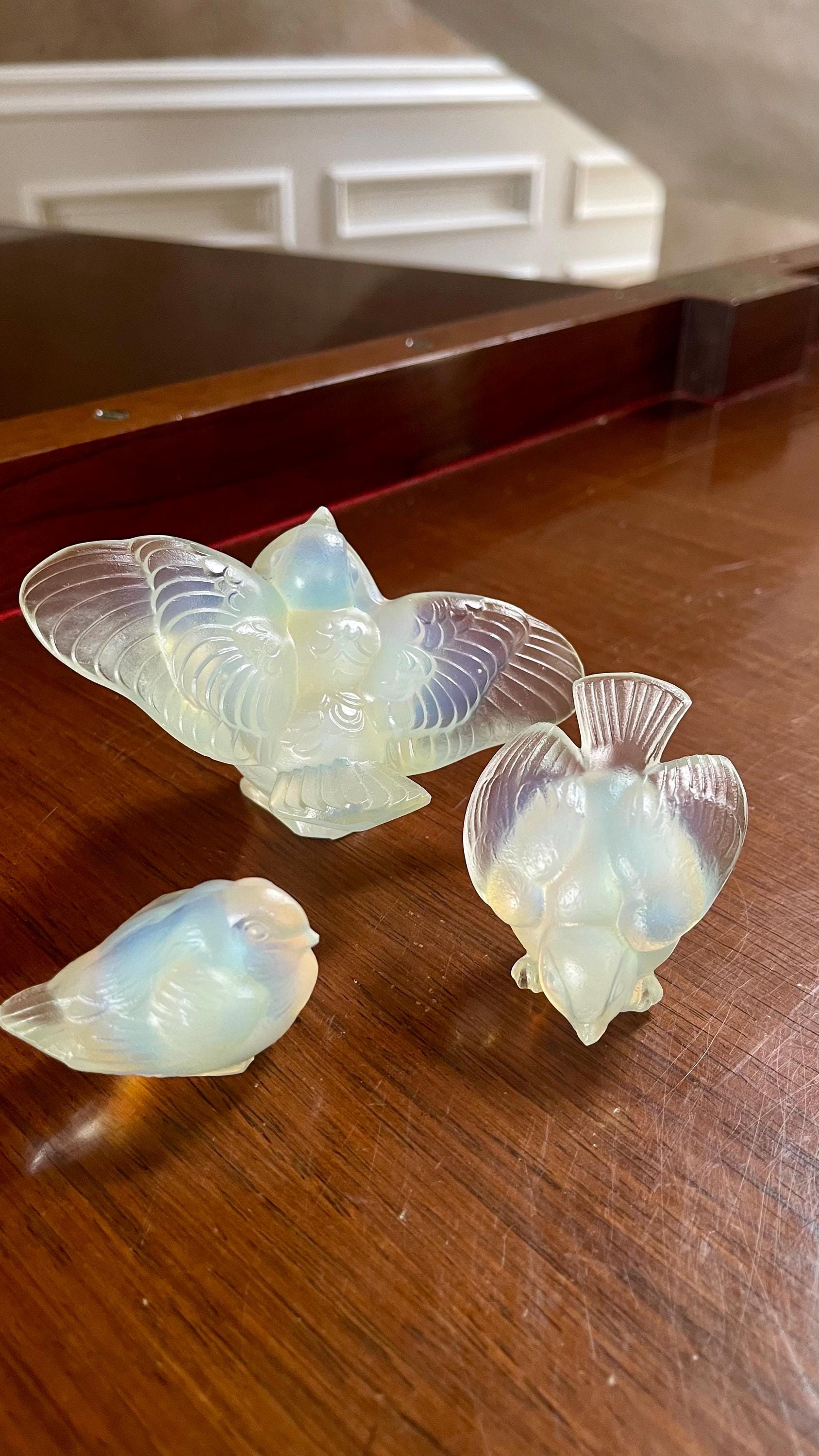 3 Pc. Set of Sabino Art Glass France Opalescent Birds - Etsy