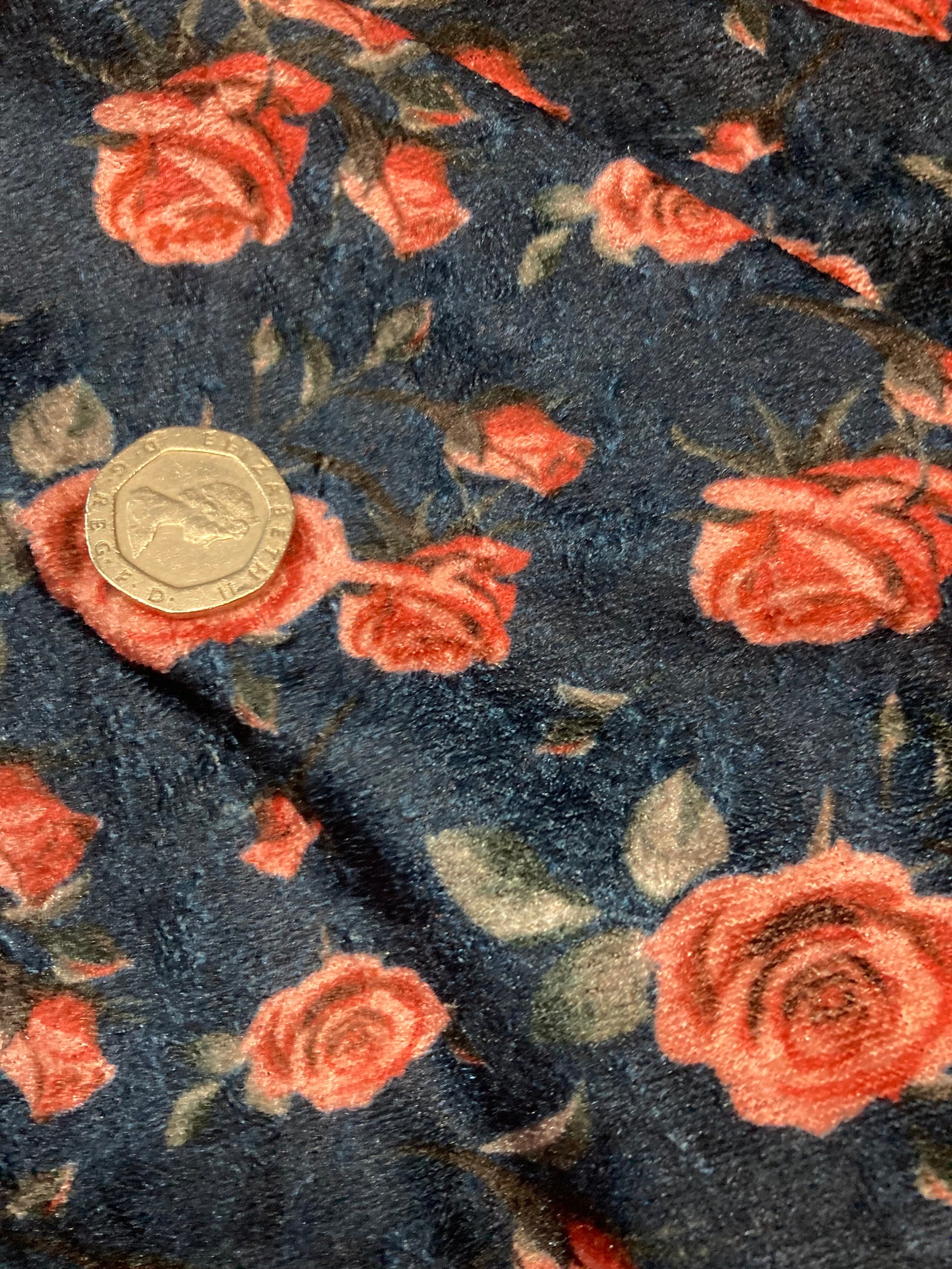 NEW High Class Floral & Roses Print Stetch Velvet Velour Jersey Fabric ...