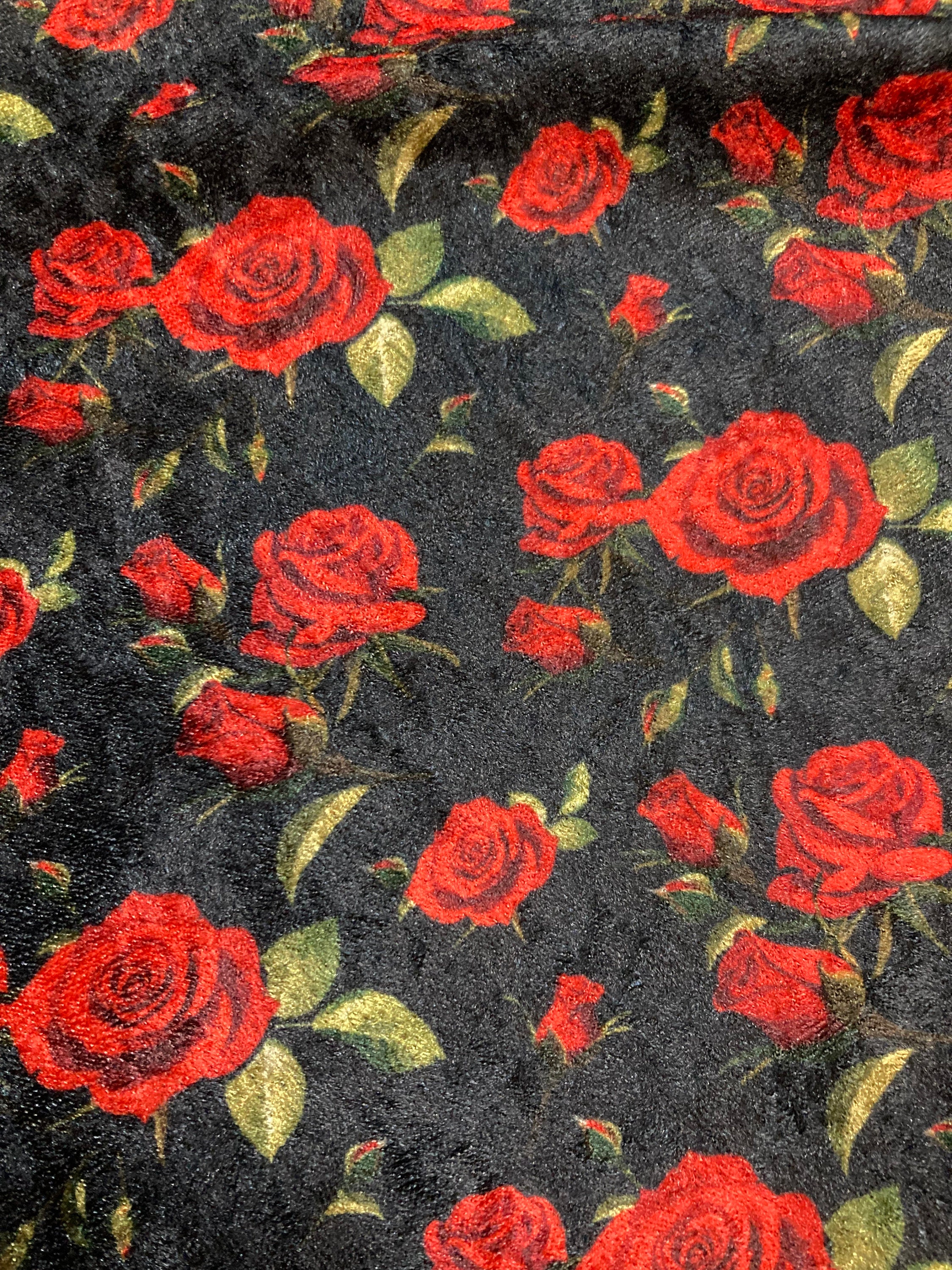 NEW High Class Floral & Roses Print Stetch Velvet Velour Jersey Fabric ...