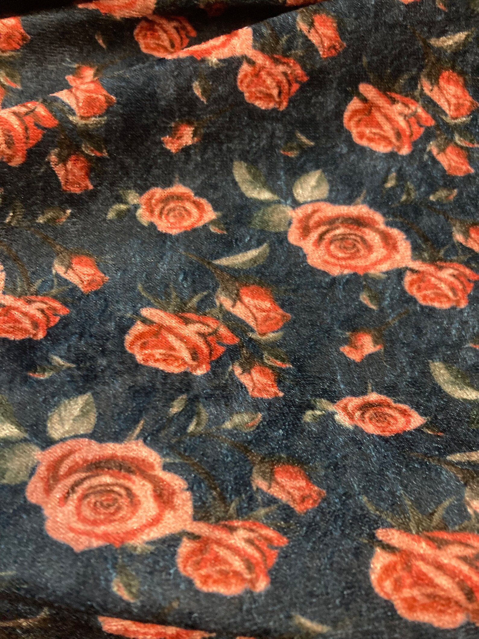 NEW High Class Floral & Roses Print Stetch Velvet Velour Jersey Fabric ...