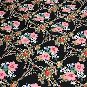 NEW High Class Cotton Sateen Floral Jewellery Print Fabric