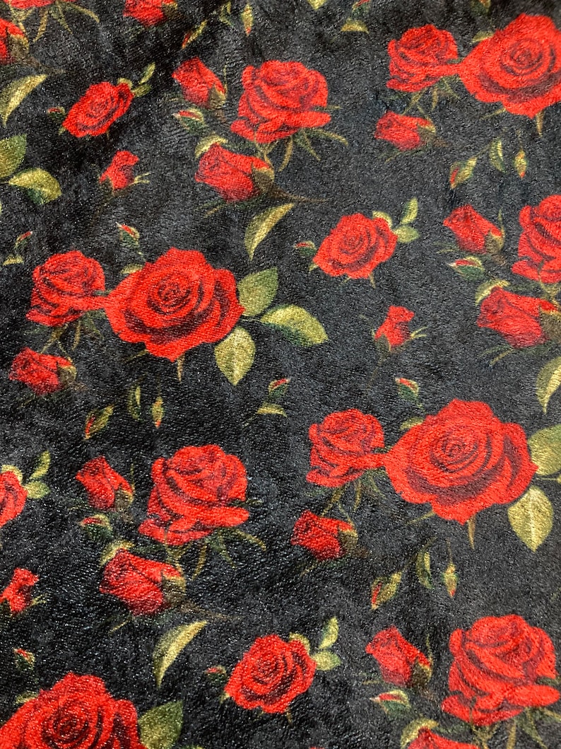 NEW High Class Floral & Roses Print Stetch Velvet Velour Jersey Fabric ...