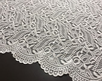 NEW Haute Ivory Stretch Floral Double Border Bridal Lace Fabric