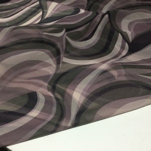 NEW 100% Pure Silk Chiffon Swirl Stripe Print Fabric