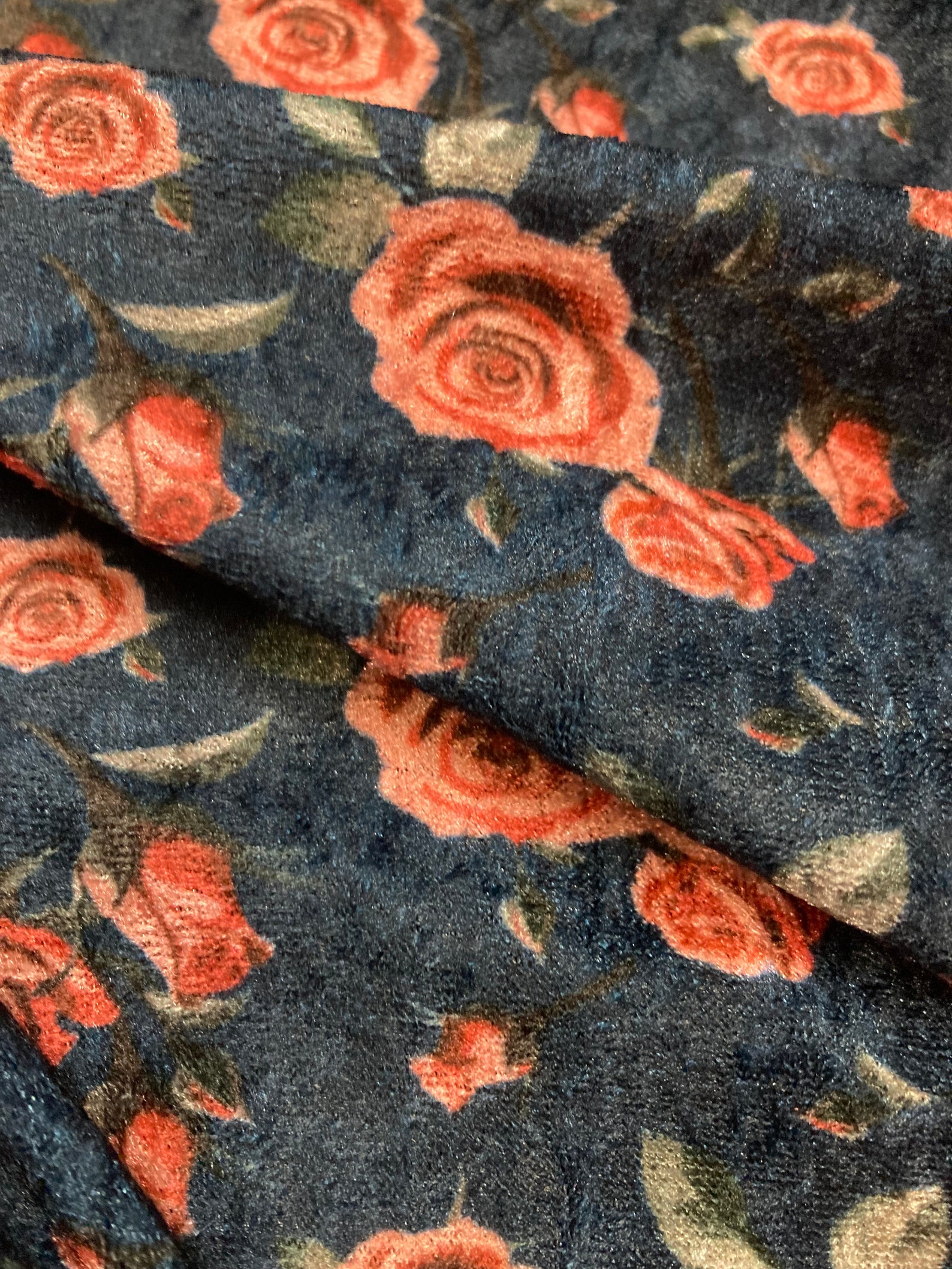 NEW High Class Floral & Roses Print Stetch Velvet Velour Jersey Fabric ...