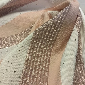 NEW High Class Stripe Brocade Sequins Cloque Panel Fabric