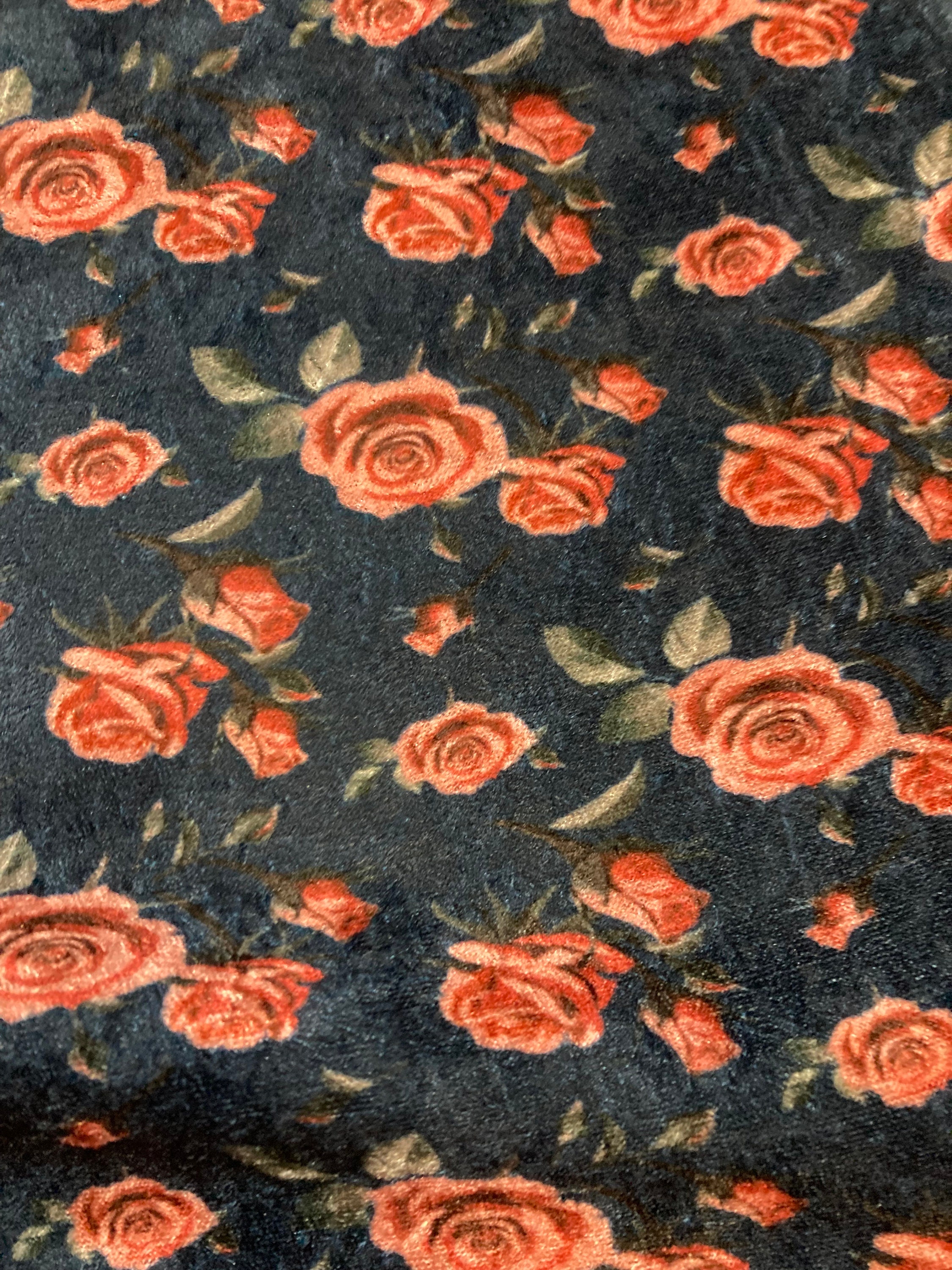 NEW High Class Floral & Roses Print Stetch Velvet Velour Jersey Fabric ...