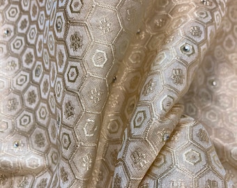 NEW High Quality Cream Silk Jacquard Fabric