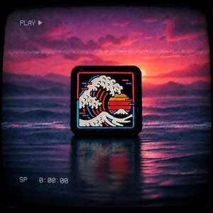 The Great Wave: Afterglow RE | 1 Inch Ranger Eye EDC PVC Morale Patch | Vhs Retro Japanese Wave | Glow in the Dark | Hook & Loop