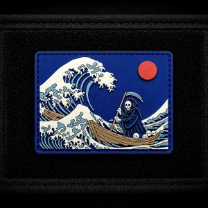 Red Moon Ferry PVC EDC Patch | The Great Wave | Hook & Loop