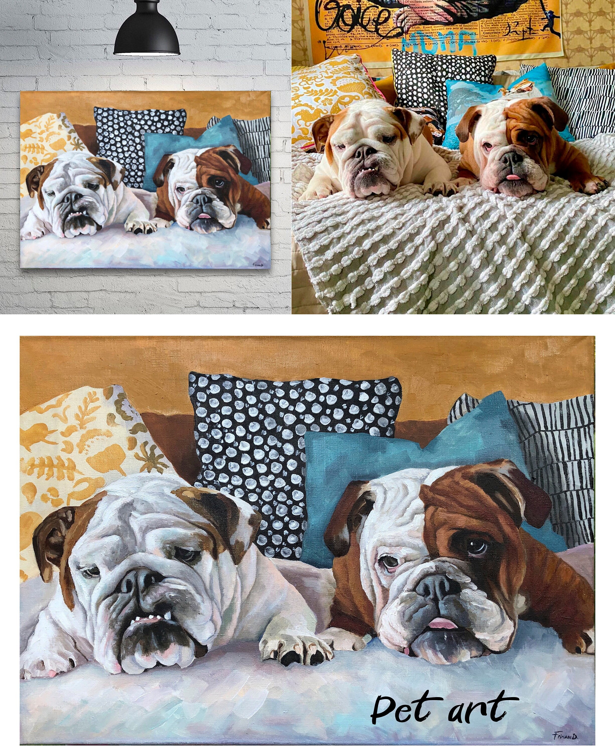 Öl Portrait auf Holz Leinwand vom Foto personalisiertes Hunde Etsy