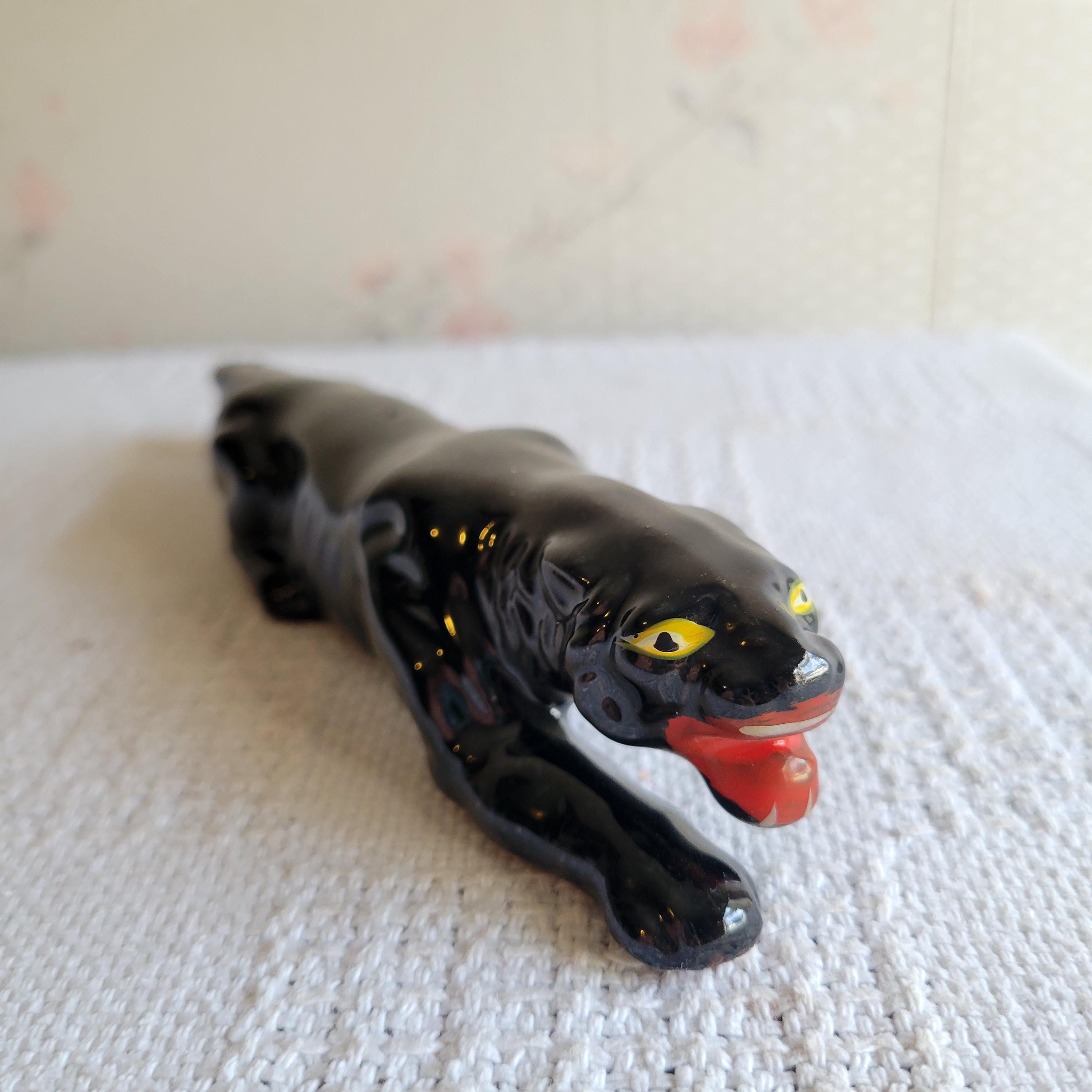 Vintage Mid Century Modern Black Panther Figurine Made in