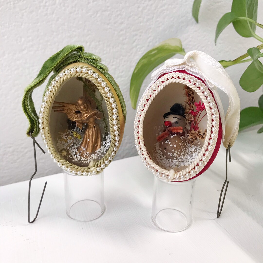 Vintage Set of Christmas Egg Ornaments Handmade Holiday Etsy
