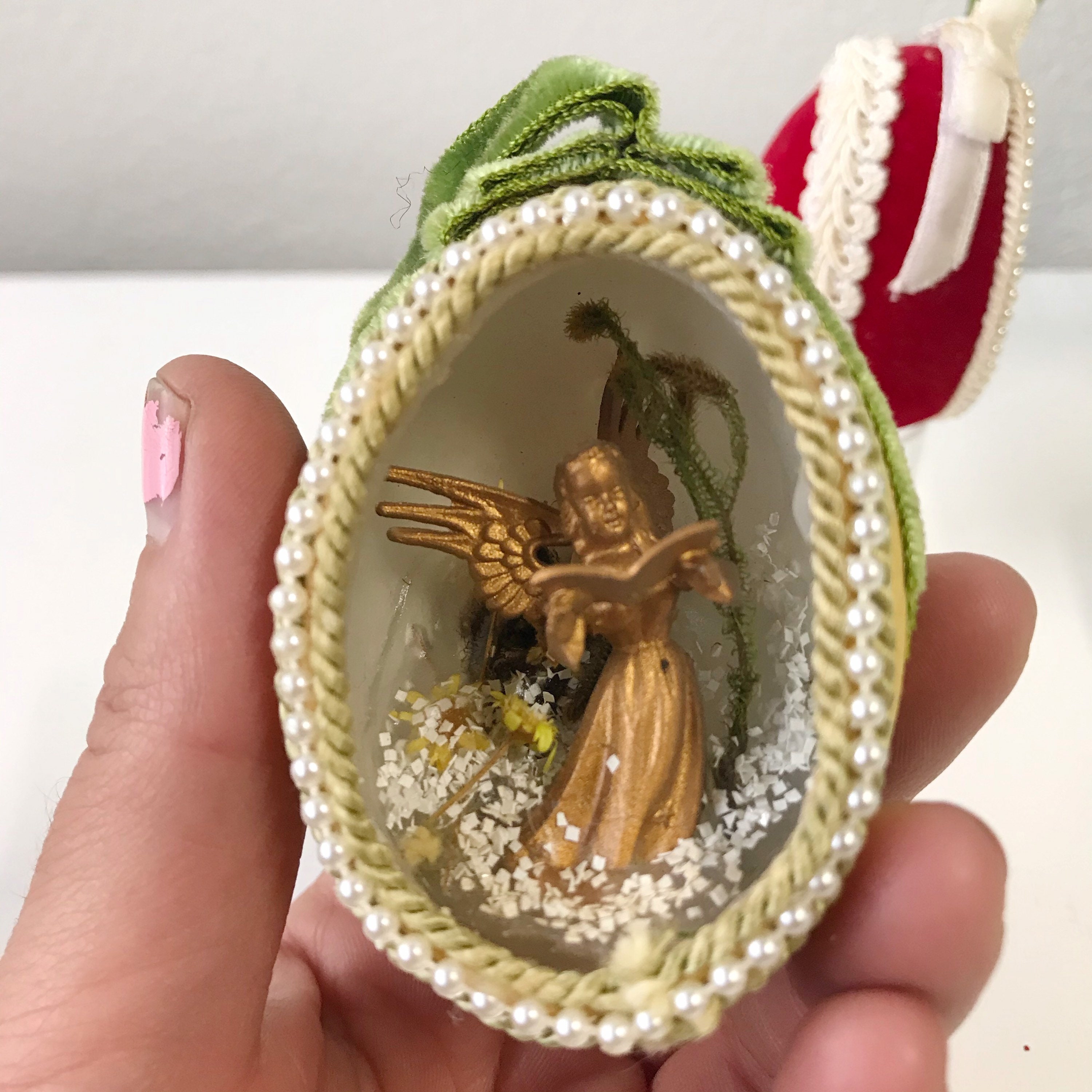 Vintage Set of Christmas Egg Ornaments Handmade Holiday Etsy