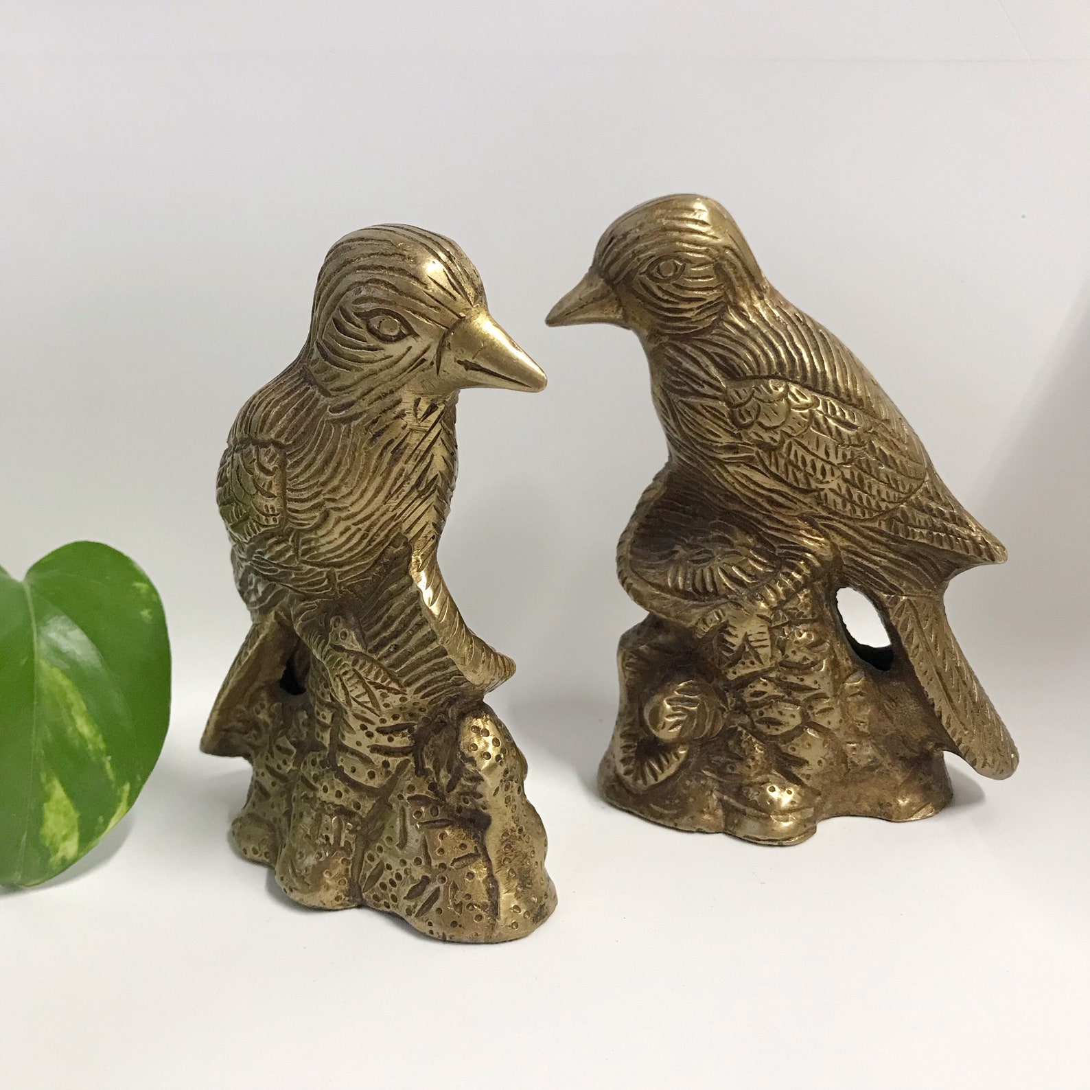 Set of Two Metal Bird Figurines Love Birds Etsy
