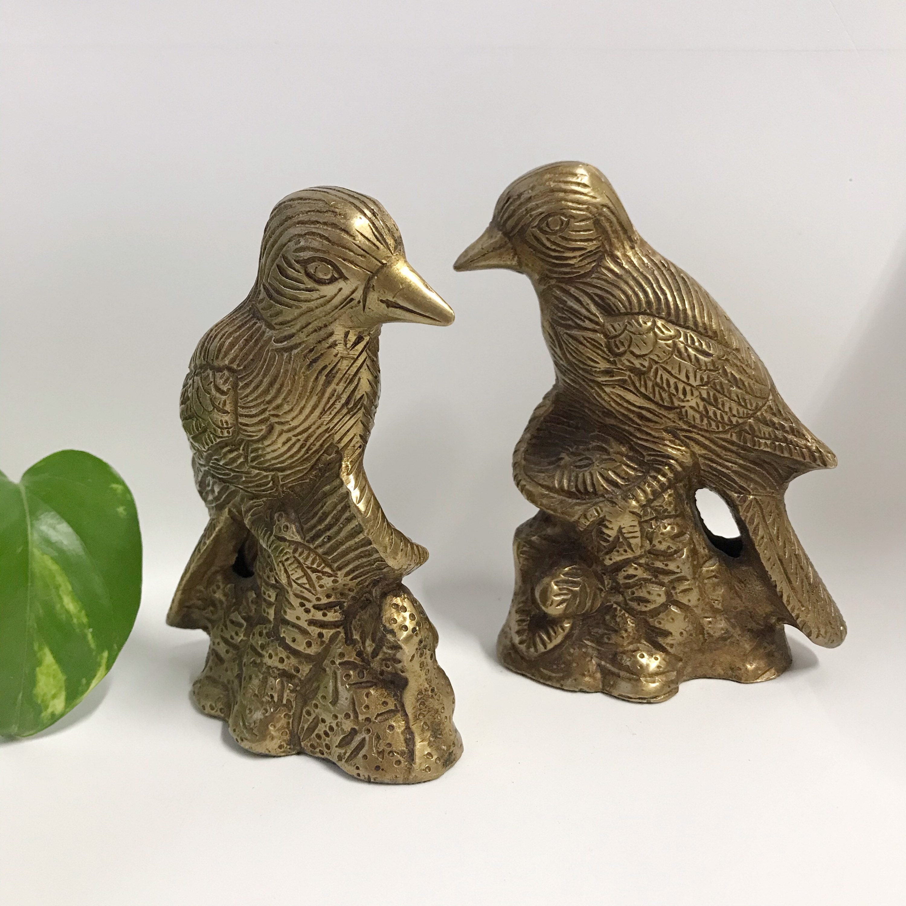 Set of Two Metal Bird Figurines Love Birds Etsy