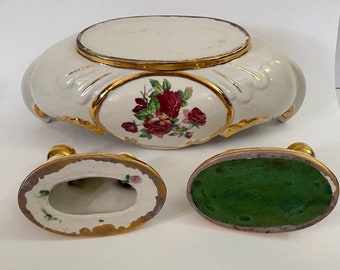 Vintage Royal Kohl China Centerpiece Console Bowl & 2 Double Candle Holders