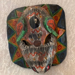 Unique Vintage Mask Hand-Carved Hand-Painted from Guatemala