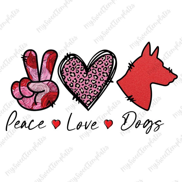 Dog Valentine Svg Png, Peace Love Dogs, Fur Mama Svg, Cute Puppy, Leopard Valentine, Puppy Valentines, 14th February, Dog mama, Digital