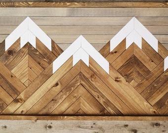 Wood Wall Art - Five Mountain Peaks