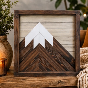 Wood Wall Art, Wall Decor - Mountain