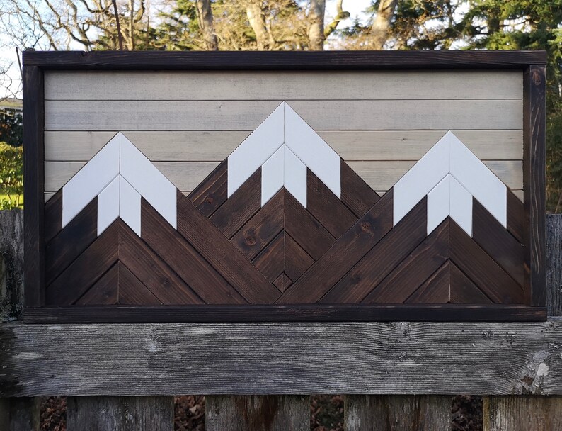 Rustic Wood Wall Art Mountain Range Etsy