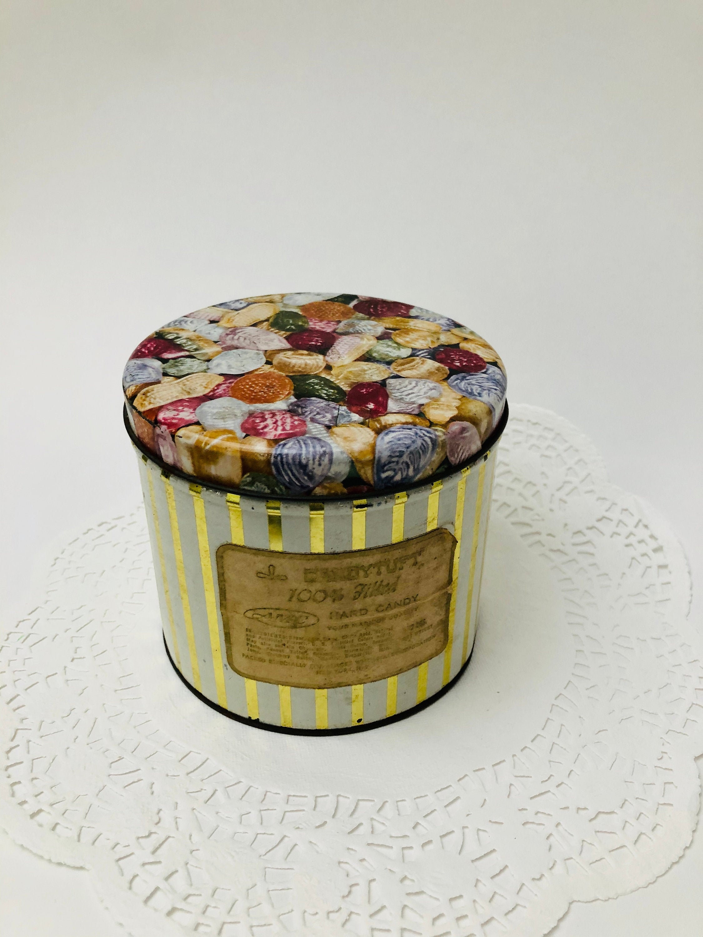 Vintage CANDYTUFT Filled Hard Candy Tin Advertising Etsy
