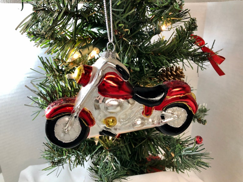 Harley Bike Motorbike Biker Ornament Motorcycle Christmas Ornament Blown Glass