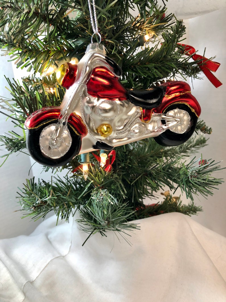 Harley Bike Motorbike Biker Ornament Motorcycle Christmas Ornament Blown Glass