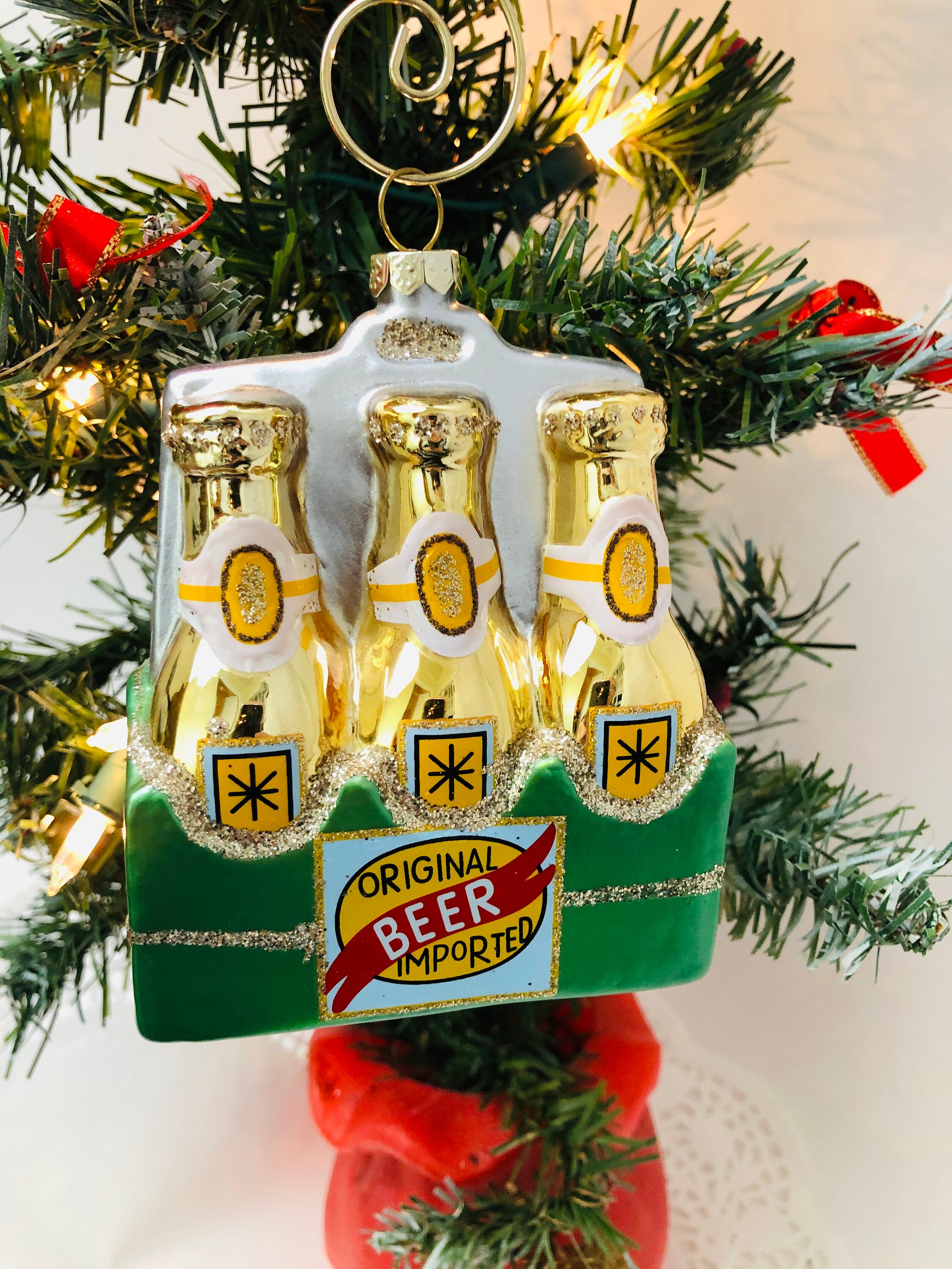 Christmas Ornament Blown Glass Beer Bottles Six Pack of  Etsy
